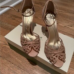 Kate Spade Elegant Strappy Heels in Gold and Tan